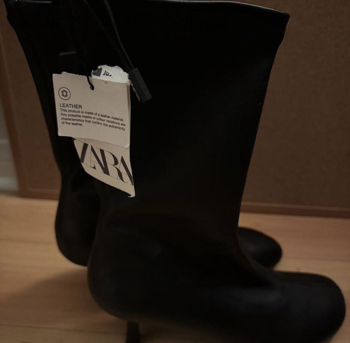 Black Leather Zara Boots/heels 