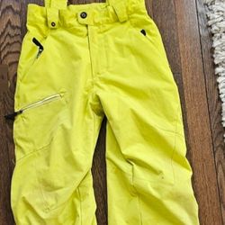Like New Boys Size 10 Spyder Yellow Adjustable Thinsulated Snow Pants 