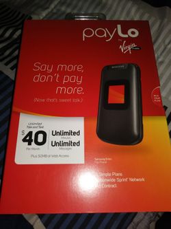 Samsung Entro SPH-M270 - Black - payLo by Virgin Mobile Cellular Phone NEW