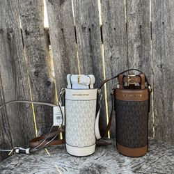 Michael Kors Travel Logo-Print Canvas & Leather Large Bottle Holder