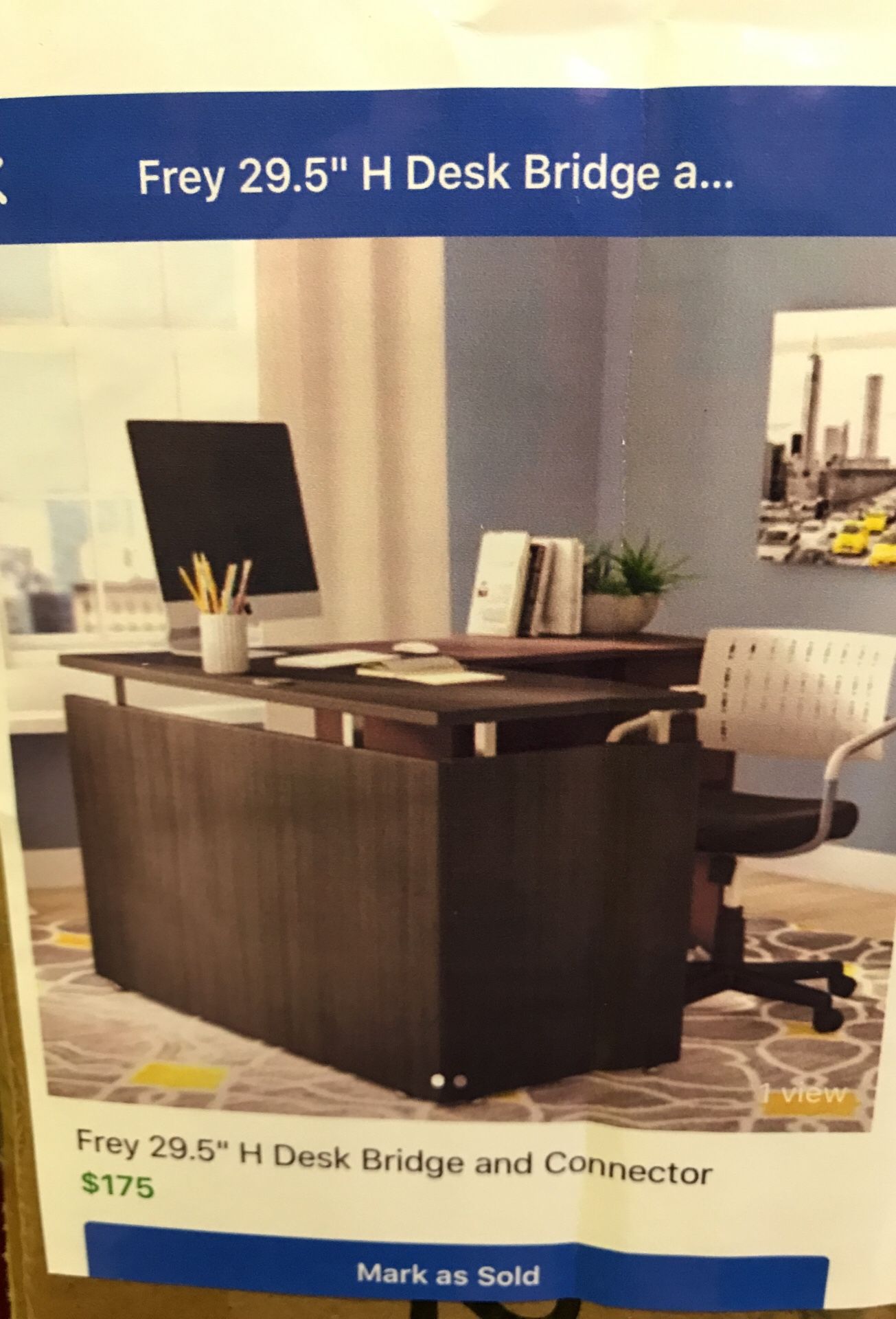 Frey 29.5” H Desk Bridge and Connector