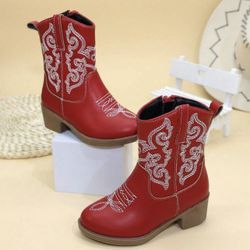 NEW Kids Red Embroidered Cowboy Boots