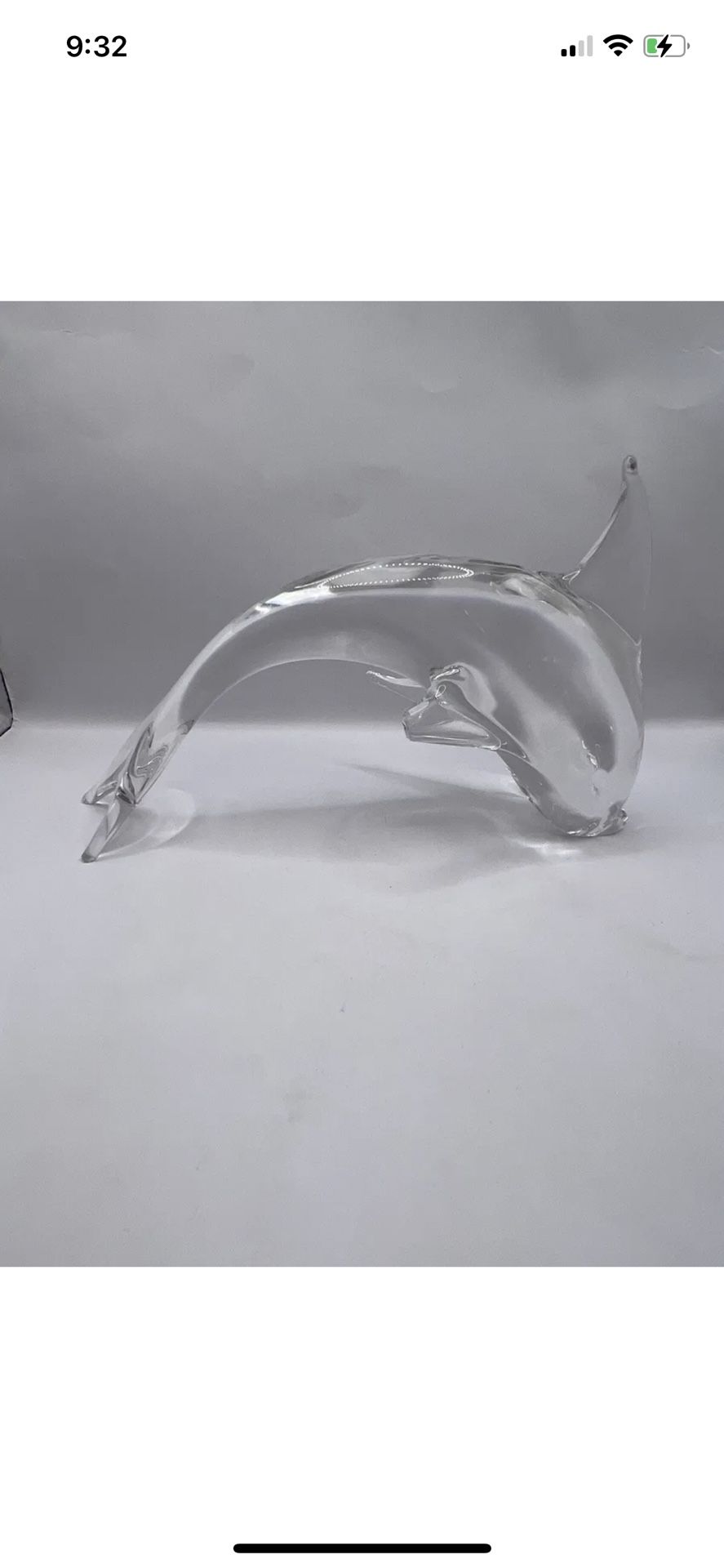 Beautiful Clear Glass Heavy Dolphin Paperweight