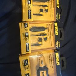 Lot of 2 dewalt headphones and car lighter phone charger all sealed new