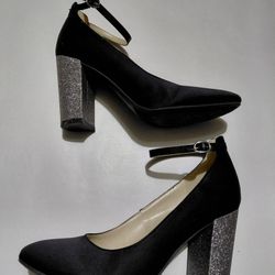 Marc Fisher Black With Glitter Heel 7 1/2