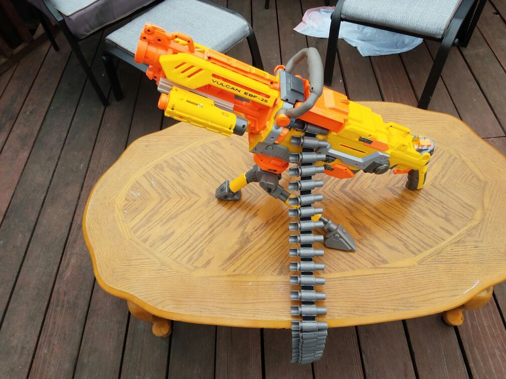 Nerf Vulcan EBF-25 Yellow And Orange Automatic Toy Dart Gun