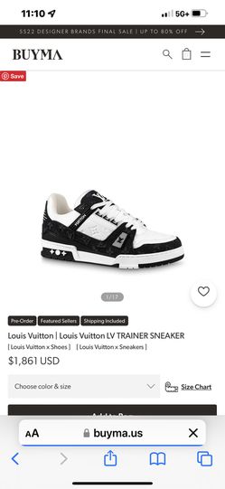 Brand New Authentic Louis Vuitton Trainer Sneaker Black & white. Size 10 US  