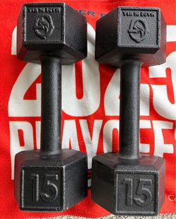 15-lb cast iron dumbbells