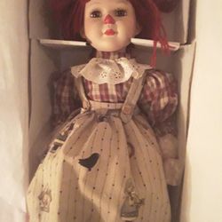 SEYMORE MANN RAGGEDY ANN AND ANDY PORCELAIN DOLLS NEW IN BOX