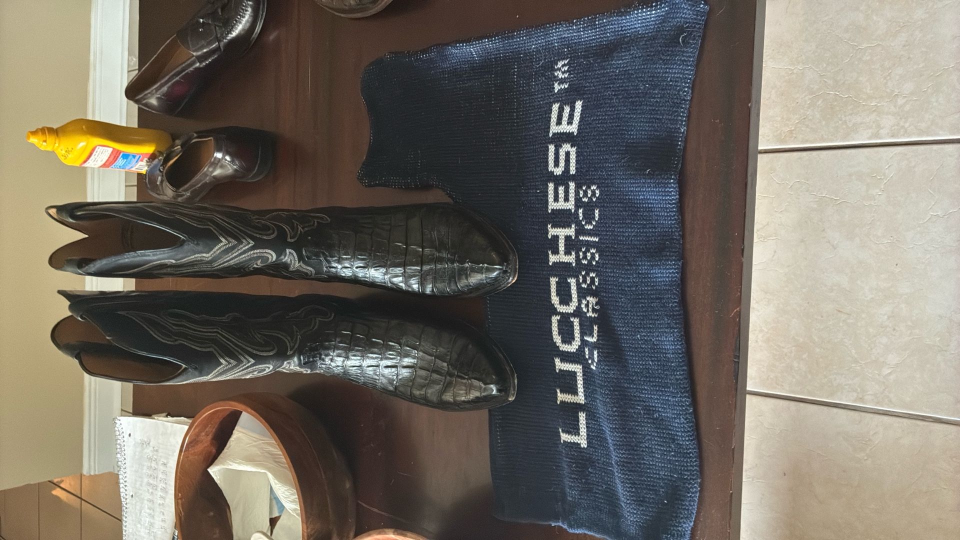 Crocodile Boots, Lucchese Black Caiman Crocodile