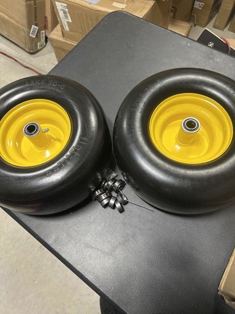 Flat free lawn mower Tire and Wheel (2pack), Lawn Mower Replacement Wheel