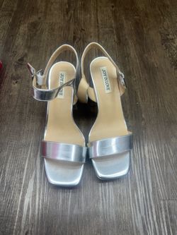 Joy In Love Silver Block Heel Sandals