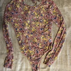 Flower Print Bodysuit Size Small 