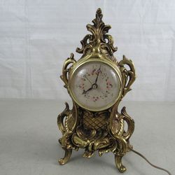 Vtg Cast Metal Victorian Louis XV French Style Decorative Mantel Clock



