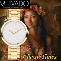 ***BRAND NEW*** MOVADO  Museum Classic Quartz White Glitter Dial Ladies Watch