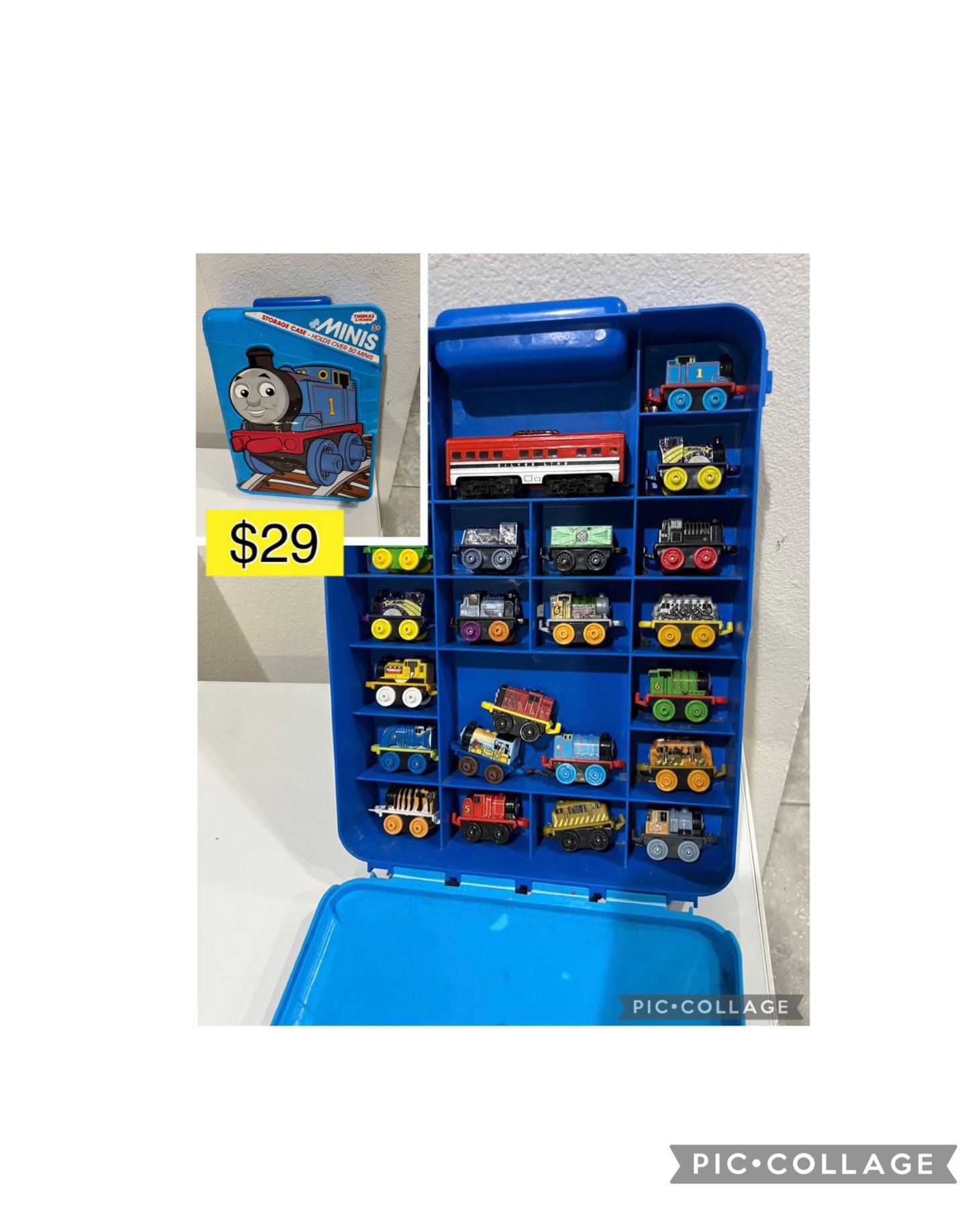 Thomas the train & friends kids storage case with several minis pieces of train/ Maletin porta juguetes niño coleccion tren