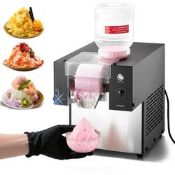 Commercial Countertop Snowflake Ice Maker, 176LBS/24H Output, Stainless Steel Construction, Silver