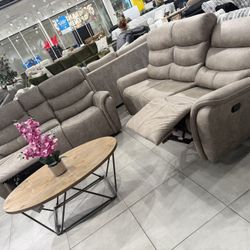 Manual Recliner Sofa Set 🔥 Take It Home With Only $50 Down 