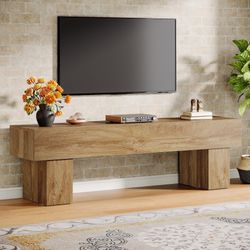 63" TV Stand, Farmhouse Entertainment Center, Low TV Console Table for Living Room, Long Media Console Television Stands for 55/60/65 Inch TV