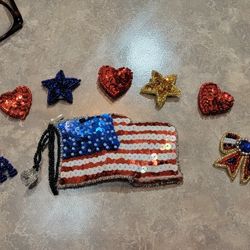 Patriotic Button Covers And Pin
