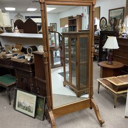 Antique Double Sided Mirror, All Hand Carved, Early 1900's, on Wheels