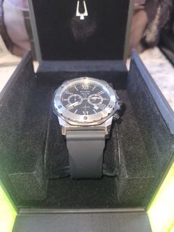 BULOVA 98B127 MARINE STAR WATCH STAINLESS STEEL WITH BLACK ACCENTS