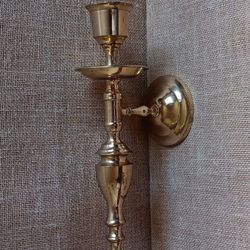 Vintage Brass Candle Wall Sconce Made in India, 13" Brass Wall Sconce Candle Holder