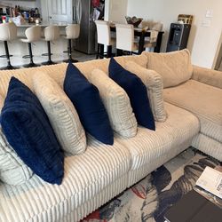 Teddy bear couch ,cream color  large size sectional