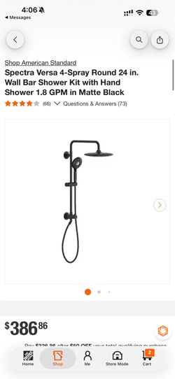 American Standard Spectra Versa 4-Spray Round 24 in. Wall Bar Shower Kit with Hand Shower 1.8 GPM in Matte Black