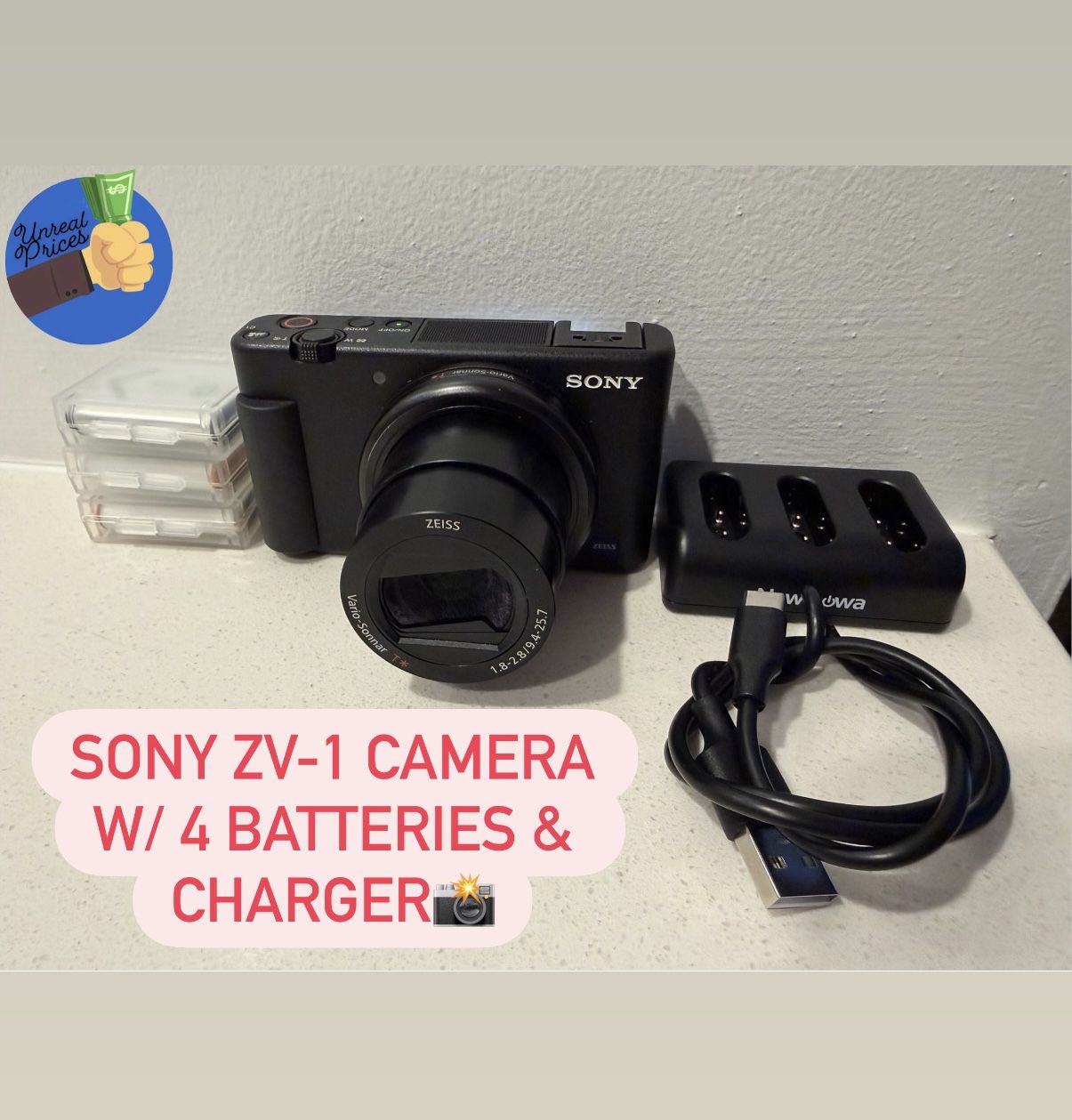 Sony ZV-1 Camera Bundle w/ 4 Batteries & Charger📸