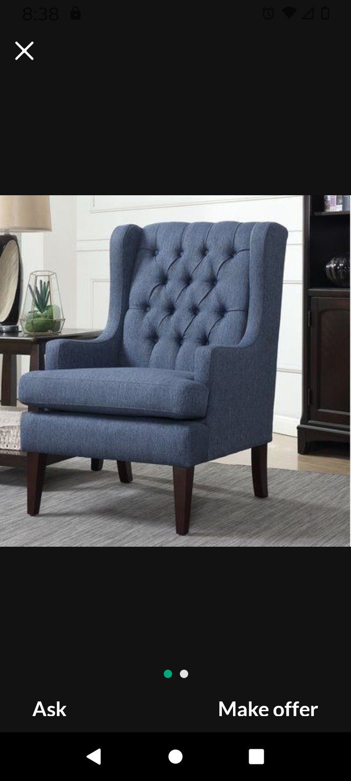Blue Accent Chair Dark Gray Accent Chair Blue Wingback Chair Dark Gray Accent Chair Brand New 🆕