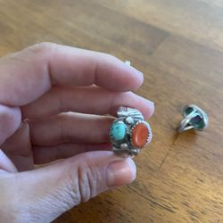 Mens Ring Turquoise And Coral 