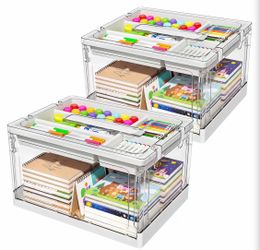 NIB: 24QT 2Packs Clear Craft Organizers and Storage with Trays