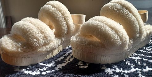 UGG Oh Fluffita White Platform Sandals
