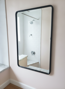 Black Rounded Rectangle Mirrored Medicine Cabinet, 17 x 27 in