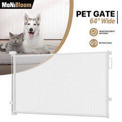 34" Height Pet Dog Gate Retractable Baby Safety Barrier Mesh Stair Doorway Fence