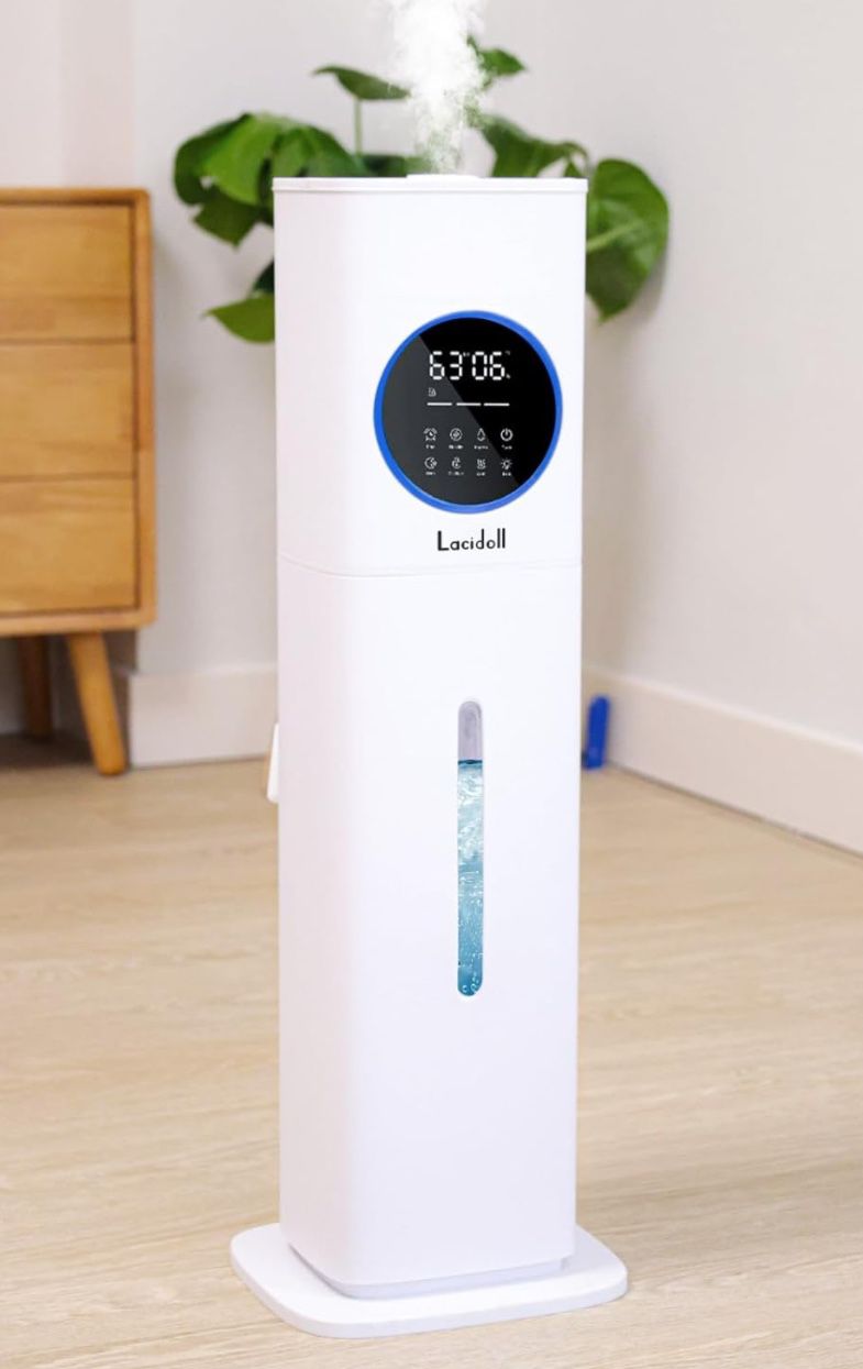 LACIDOLL Warm and Cool Mist Humidifiers for Bedroom Home, 2.1gal Quiet Humidifier for Large Room up to 500 ft with Customized Humidity, Night Light, E