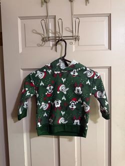 Boys Size 3T Disney Christmas Holiday Hoodie Sweatshirt Green