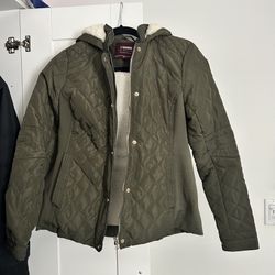 CiSono Women’s Olive Quilted Faux Fur Lined Jacket