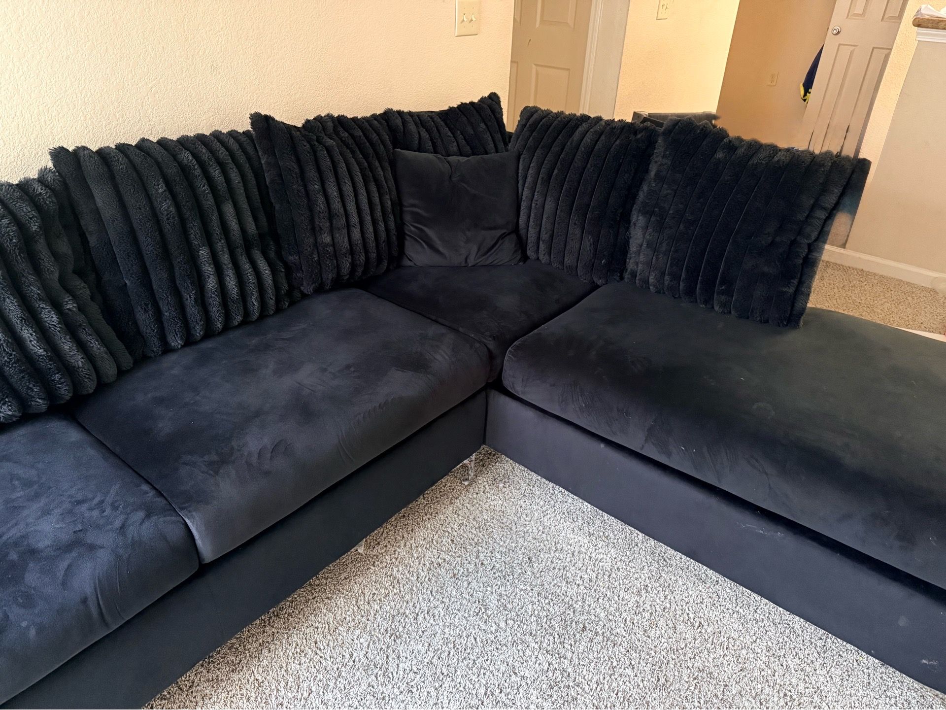 Black velvet sectional
