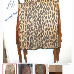 Leopard FRINGE skirt