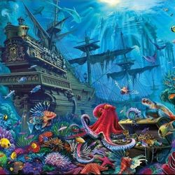 Undersea - Glow - 750 Piece Jigsaw Puzzle 18x24 (opened,  but didn't put together)