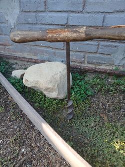 Vintage Hand Auger Soil Drill with T-Handle