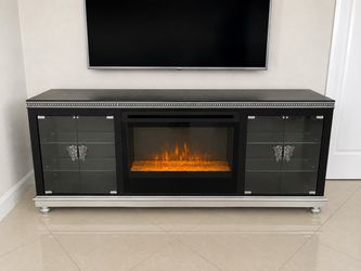 Media console with electric fireplace