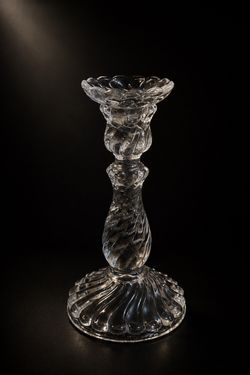Antique Baccarat France Crystal 10" Bambous Swirl Candlestick (Pre-1936)