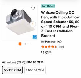 Panasonic WhisperCeiling DC Ceiling Exhaust Fan