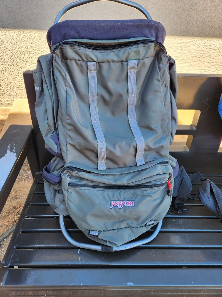 JanSport Scout External Frame Backpack Trekking Hiking Lightweight Green