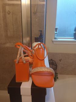 Orange Low Heel Sandals 