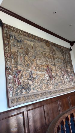 Vintage European wall hanging woven art