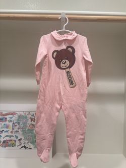Moschino Baby Pink Teddy Bear Footed Onesie (fits ~18M) - Never Worn, Like New